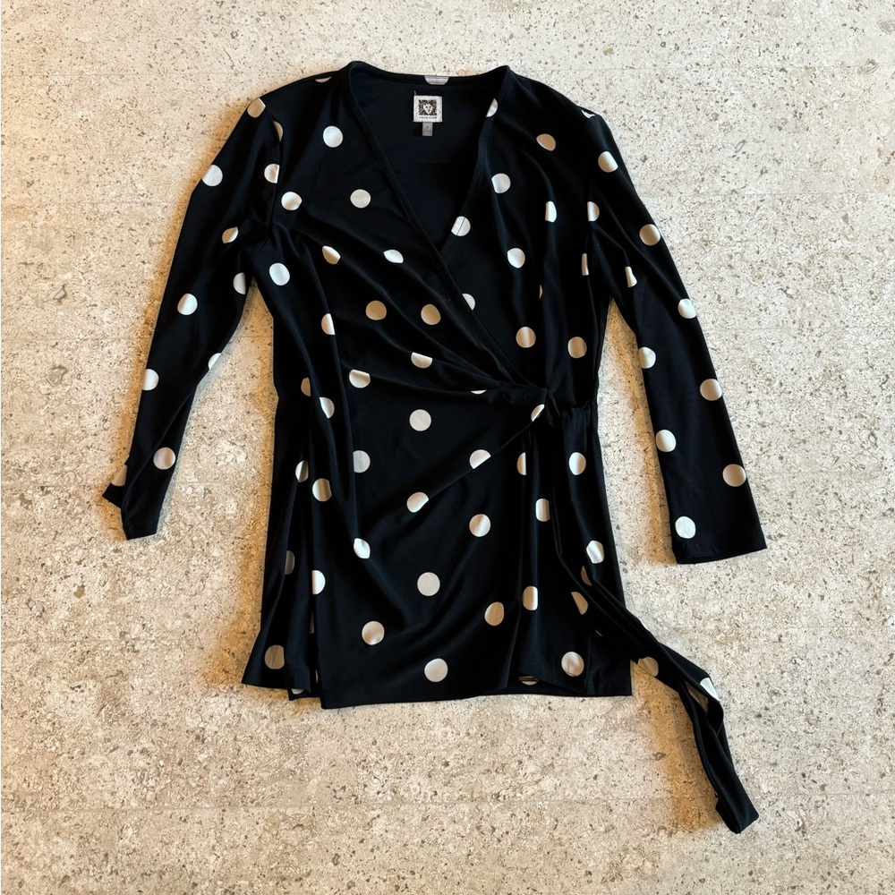 Anne Klein faux wrap top with side tie